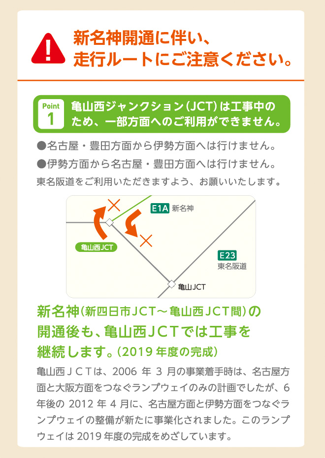 Shin-Meishin Expressway With the opening, please pay attention to the travel route.
