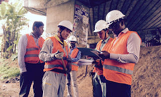 Our group employees who provide technical support for bridge maintenance in Sri Lanka