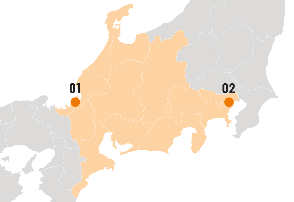 今まで勤務した場所を記した地図画像