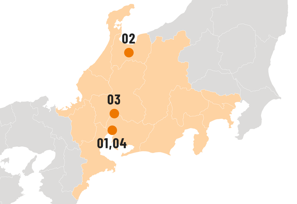 今まで勤務した場所を記した地図画像