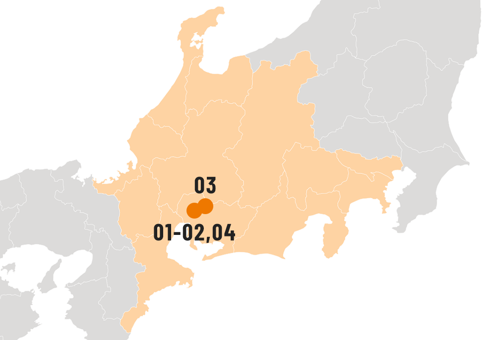 今まで勤務した場所を記した地図画像