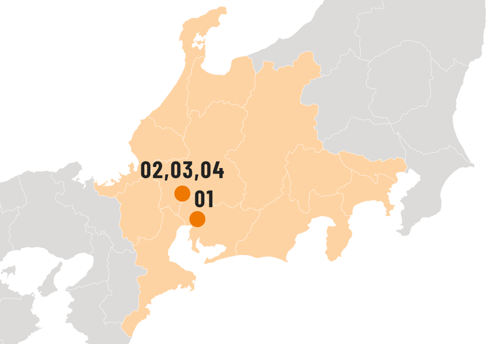 今まで勤務した場所を記した地図画像