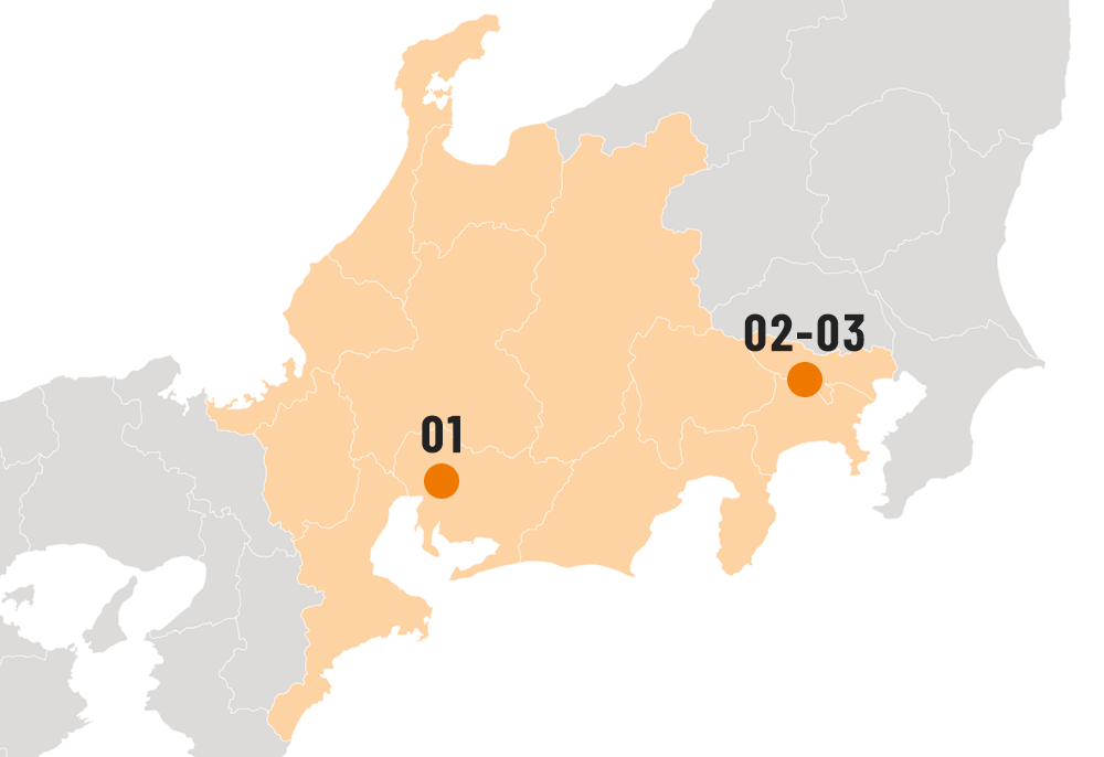 今まで勤務した場所を記した地図画像