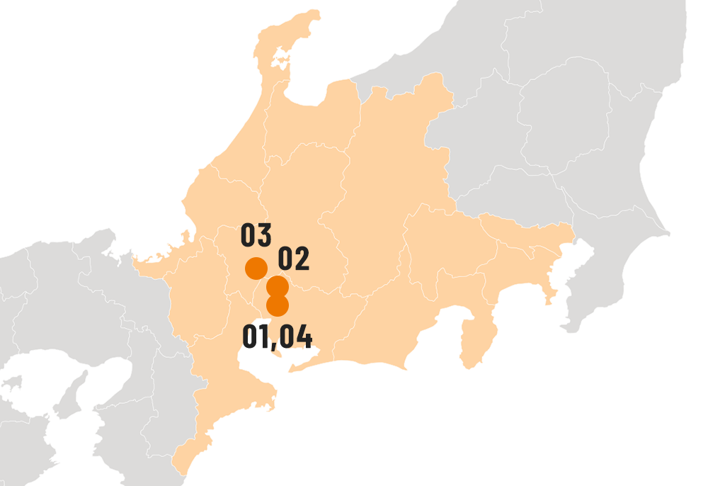 今まで勤務した場所を記した地図画像