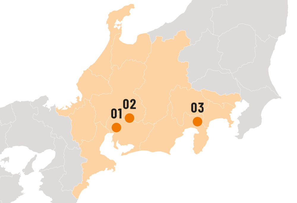 今まで勤務した場所を記した地図画像