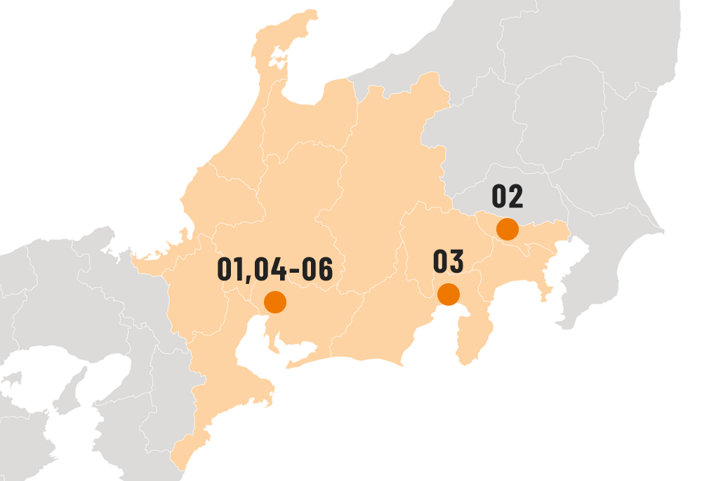 今まで勤務した場所を記した地図画像