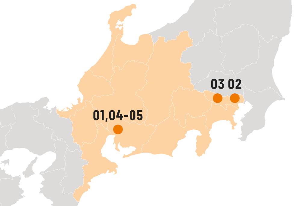 今まで勤務した場所を記した地図画像