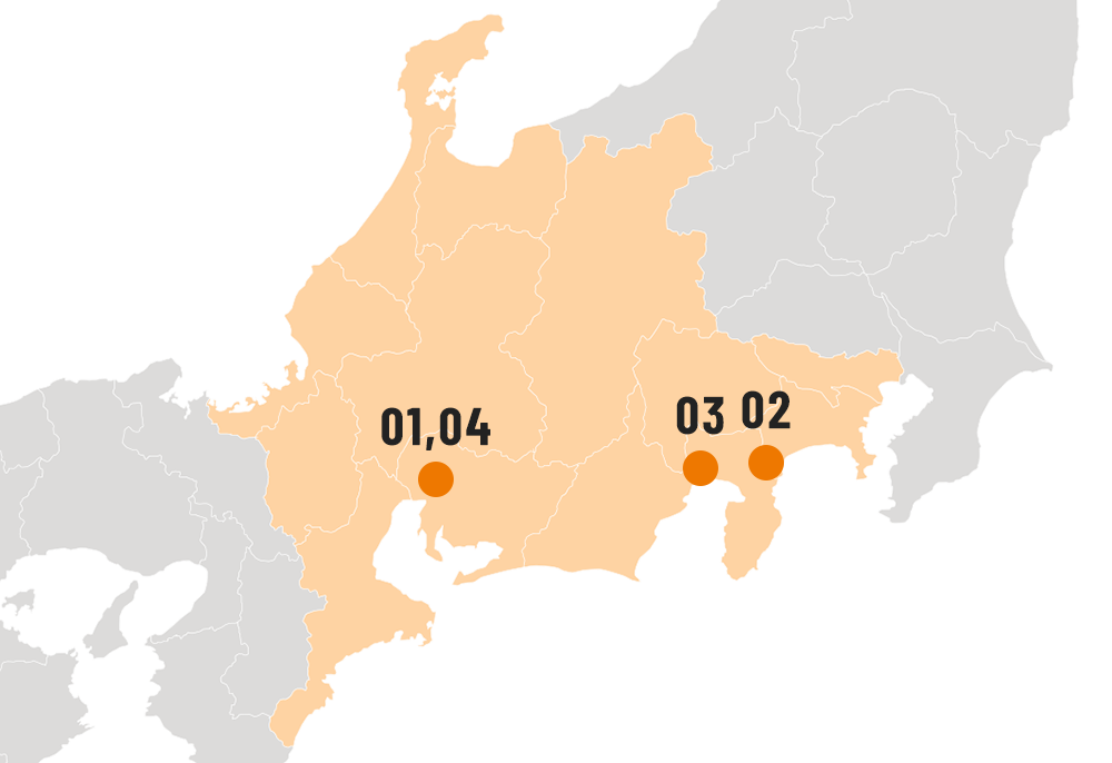 今まで勤務した場所を記した地図画像