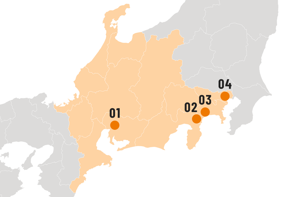 今まで勤務した場所を記した地図画像