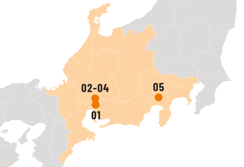 今まで勤務した場所を記した地図画像