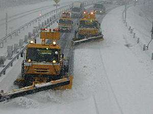 Snow removal work by ladder snow removal