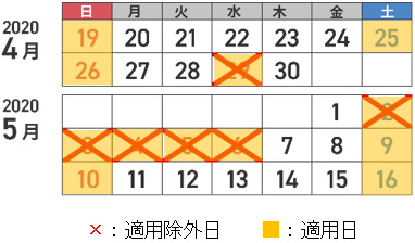 休日割引適用日