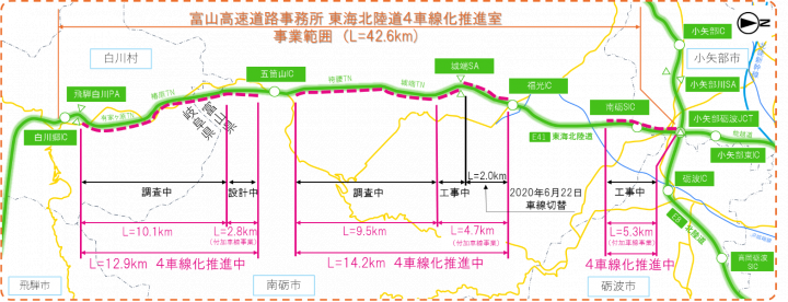 東海北陸道4車線化推進室の事業範囲