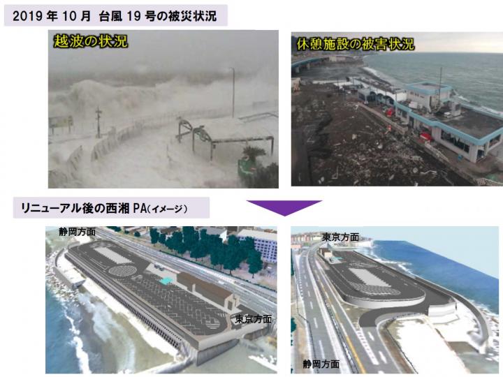 NEXCO中日本：E84 西湘バイパス 西湘PA（下り）2023年4月29日(土)午前0時に災害に強いPAとして生まれ変わる　～PA全体の地盤上げや施設の移設により高波や津波に対する防災機能を強化～