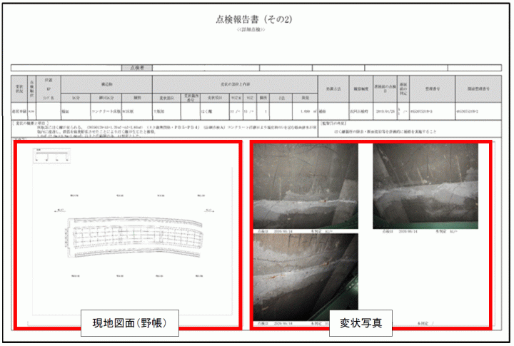 【現状業務の成果品】（図3：点検報告書の例）