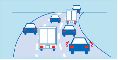 車線変更を控えましょう