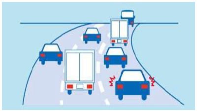 車線変更を控えましょう