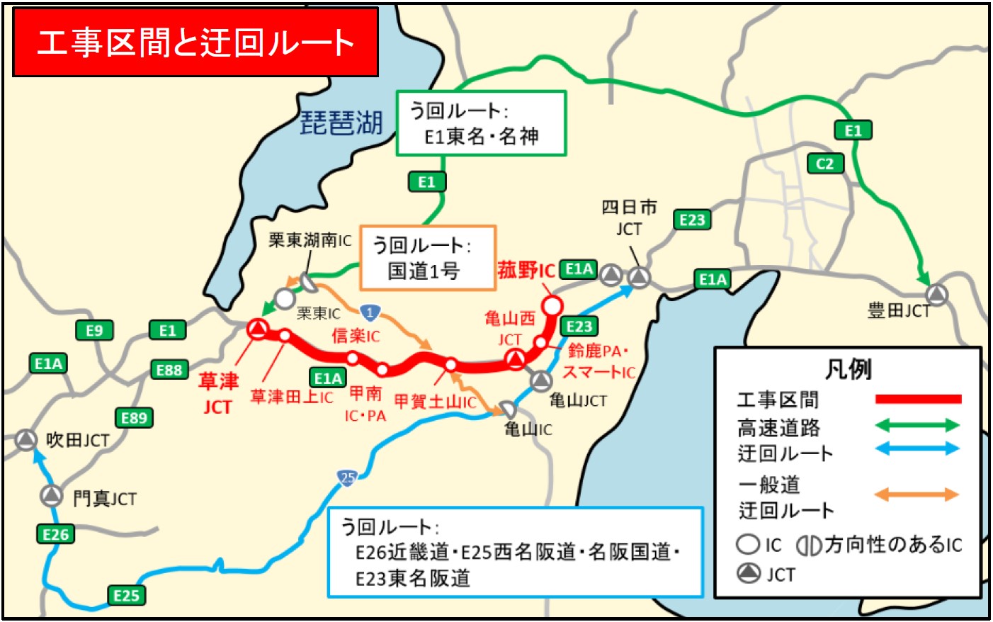 工事区間と迂回ルート