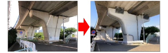 橋梁における耐震補強工事の施工例