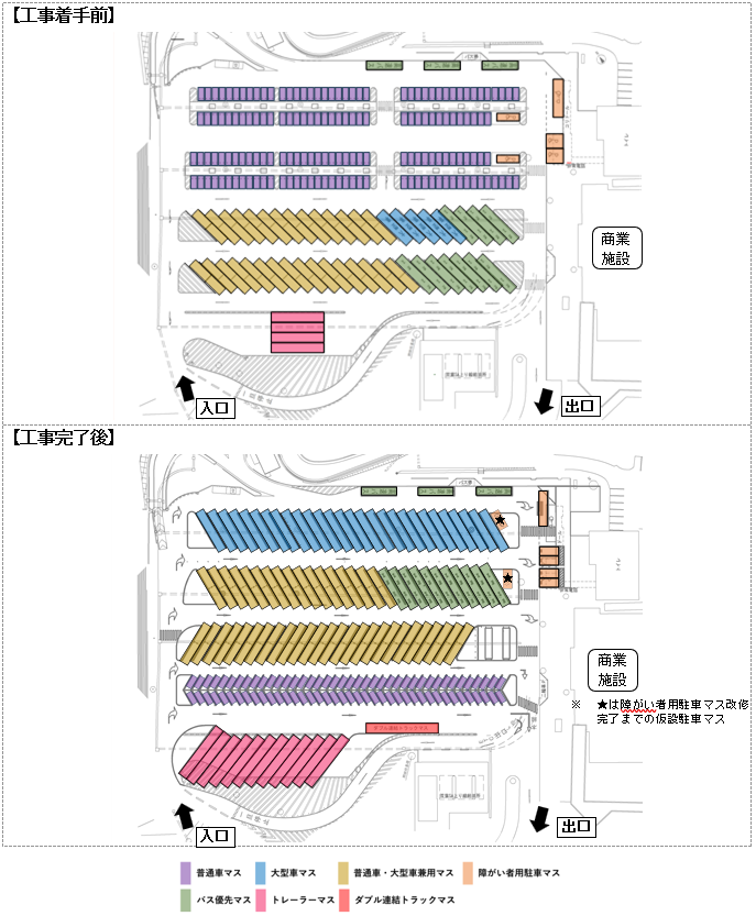 工事前後の駐車マス配置