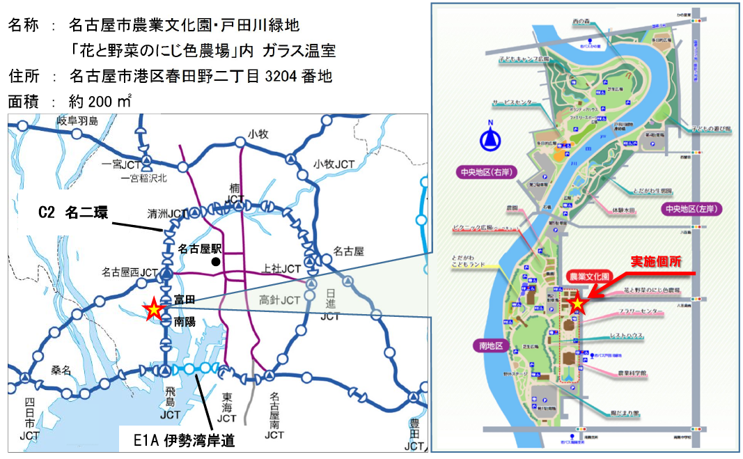 試験栽培施設（名称・住所・面積・位置図）