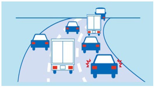 車線変更を控えましょう