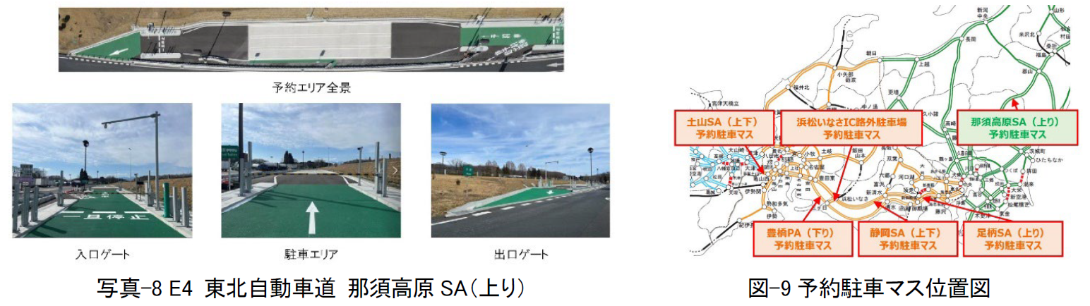 写真-8 E4 東北自動車道 那須高原SA（上り） 図-9予約駐車マス位置図