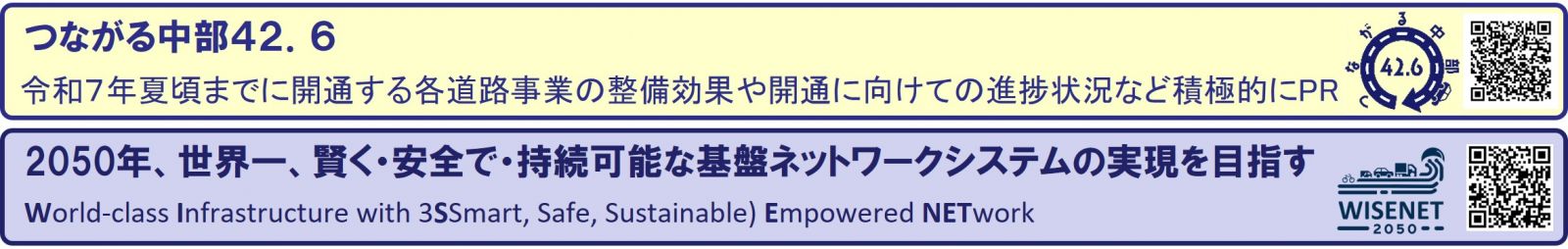 つながる中部42．6／2050年、世界一、賢く・安全で・持続可能な基盤ネットワークシステムの実現を目指す