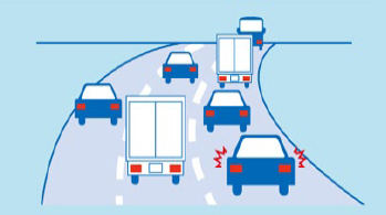 車線変更を控えましょう