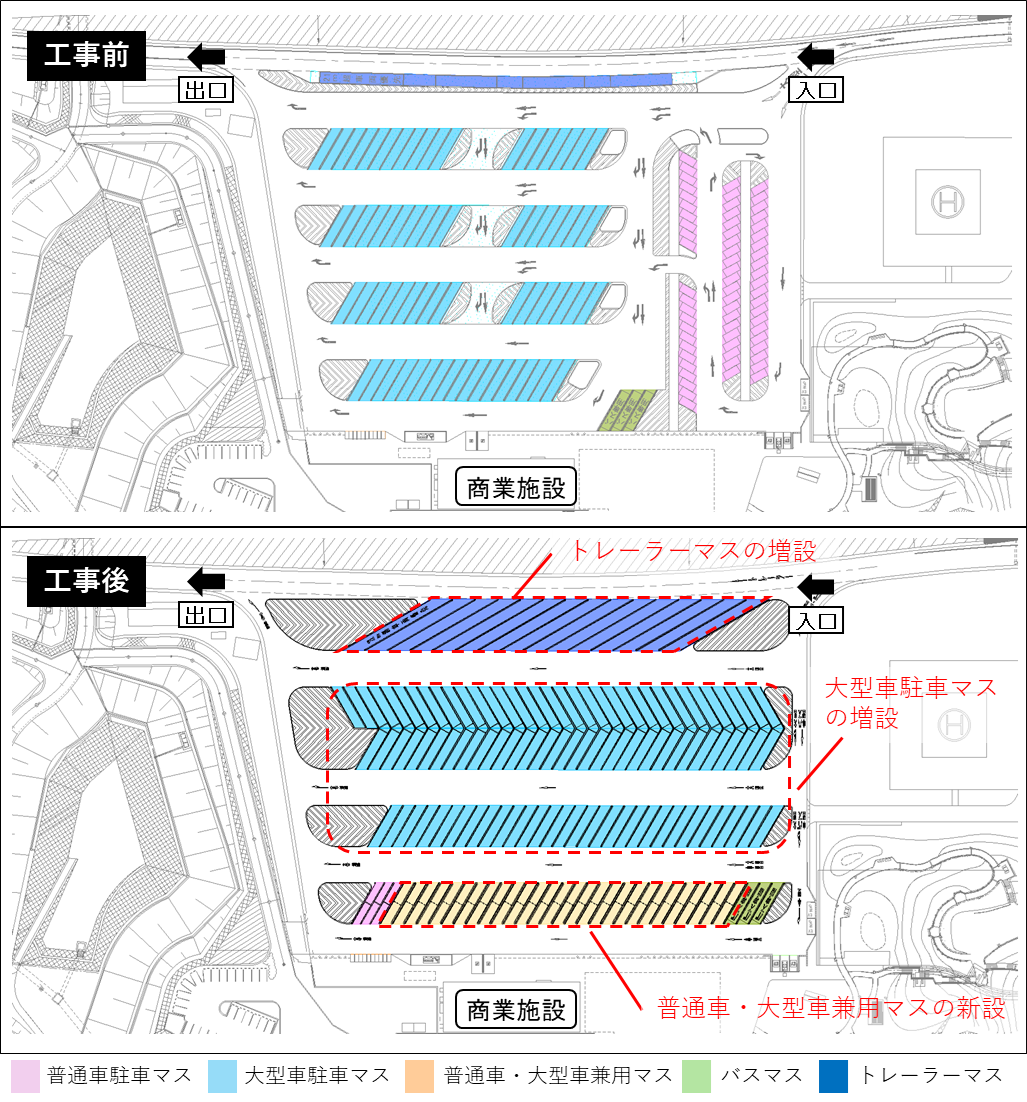 図-3 工事前後の駐車マス配置