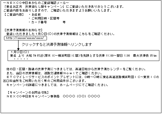 ご案内メールのイメージ