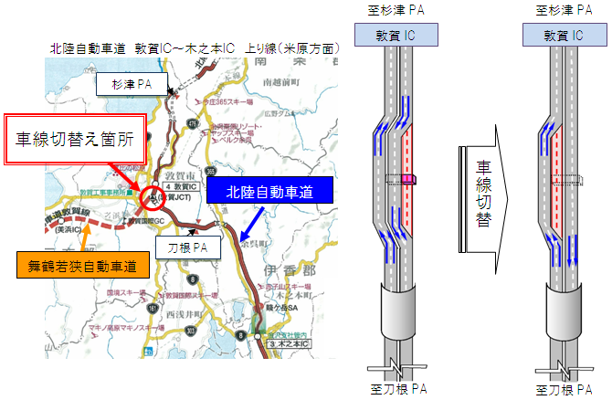 車線切替え箇所