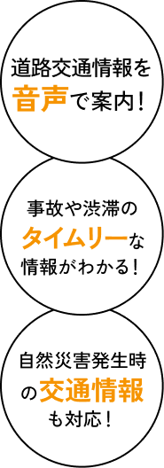 道路交通情報を音声で案内！事故や渋滞のタイムリーな情報がわかる！