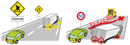 工事規制箇所が近づいたら